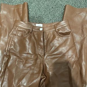 Aritzia Wilfred Brown Leather Pants
